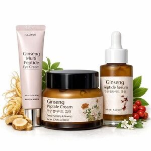 Glamfox Ginseng Peptide Skincare Set 3pc Serum Cream Eye Cream Korean K-Beauty